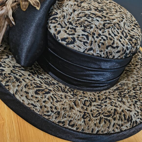 Women’s Leopard Print Brim Hat | Statement / Dress / Church | One Size - Picture 4 of 6
